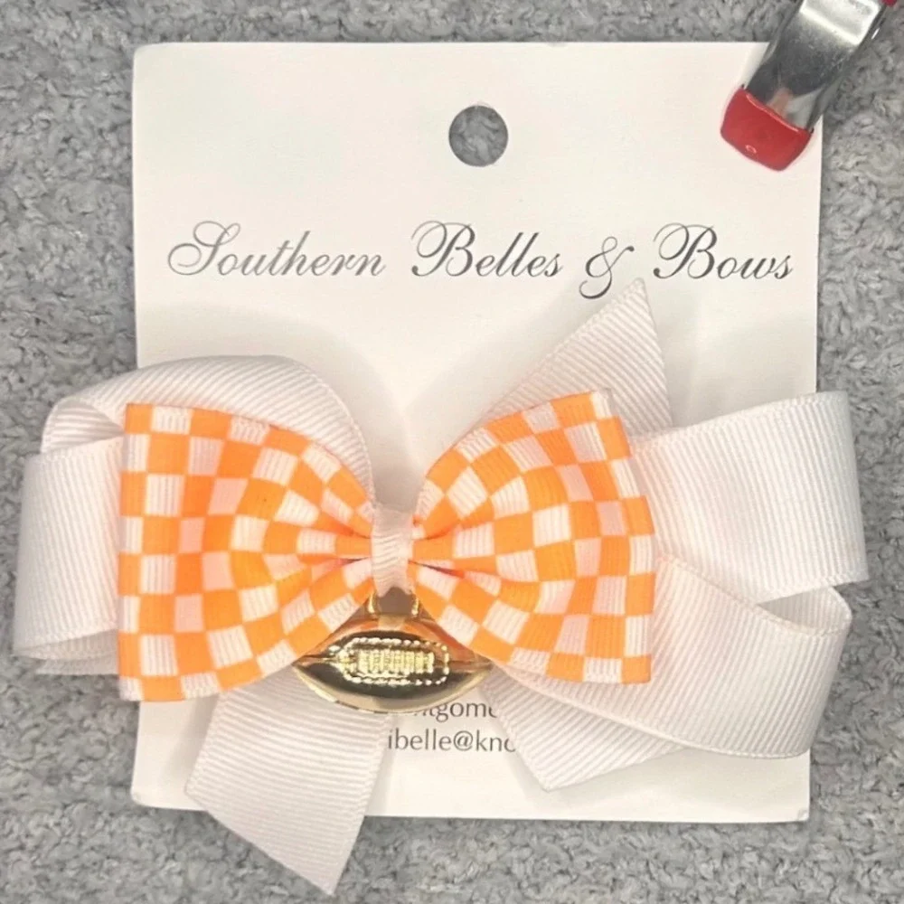 Southern Belles & Bows Hair‎ Bow OS Orange White Tennessee Vols Game Preppy Bow